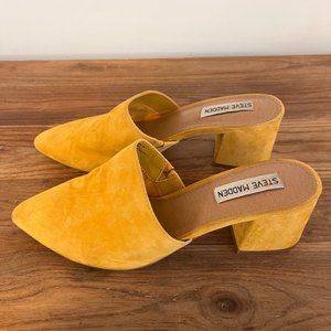Steve Madden Bishop Block Heel Yellow Suede